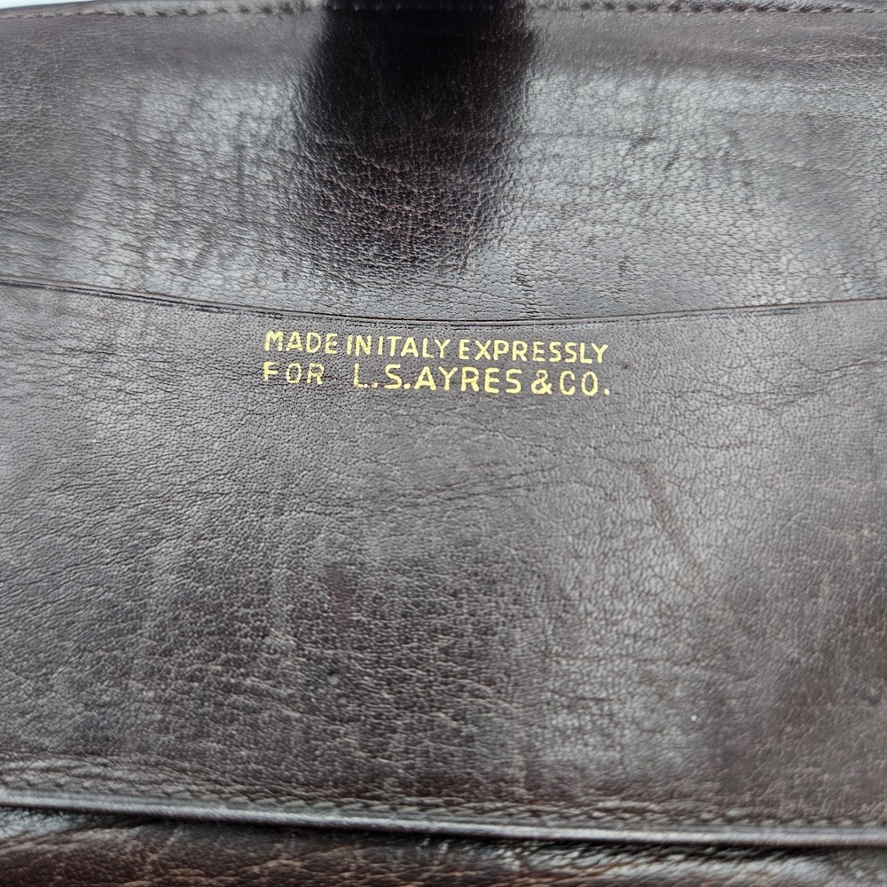 L.S. Ayres Women's‎ Unisex Wallet Brown Leather Vintage Made in Italy Kiss Lock - Picture 6 of 13